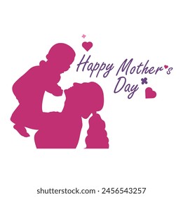 Happy Mothers Day logo vector. "Happy Mothers' Day" mom and child affection concept greeting design for all mother lovers.