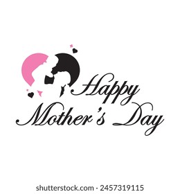 Happy Mothers Day logo vector. "Happy Mothers' Day" mom and child affection concept greeting design for all mother lovers.