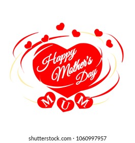 Happy Mother's Day love hearts for Mum, Vector graphic.