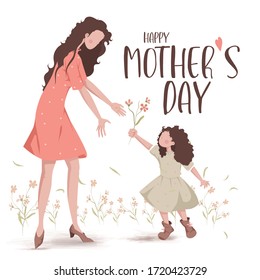 Happy Mother's Day. The Love of Mother and Little Girl.