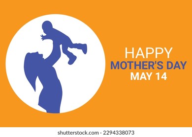 Happy Mother's Day. May 14. Holiday concept. Template for background, banner, card, poster with text inscription. Vector illustration.