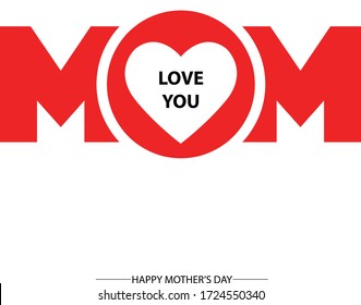 Happy Mothers Day message with heart, vector illustration