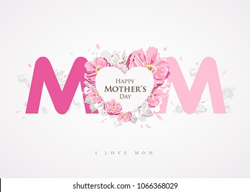 Happy Mother's Day message MOM background greetings card design, vector illustration