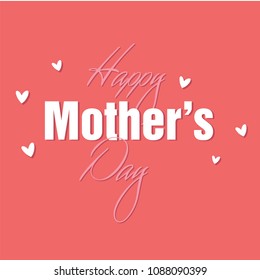 Happy Mother's Day Mini Heart Pink Background Vector Image
