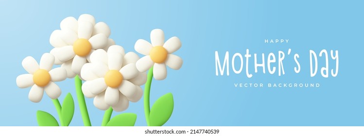 Happy Mother's Day modern banner design. 3d vector illustration.