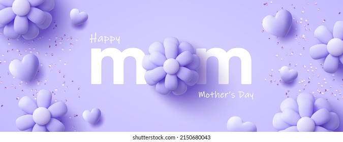 Happy Mother's Day modern banner design. 3d vector illustration.