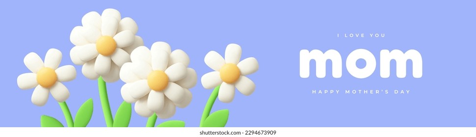 Happy Mother's Day modern banner design. 3d vector illustration.