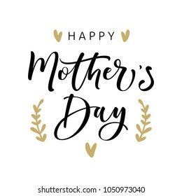 Happy Mother's day. Modern brush calligraphy. Isolated on white background.