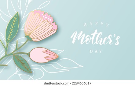 Feliz Día de la Madre Diseño moderno con una flor hermosa.La ilustración vectorial es adecuada para postales, banners, folletos publicitarios y mucho más.