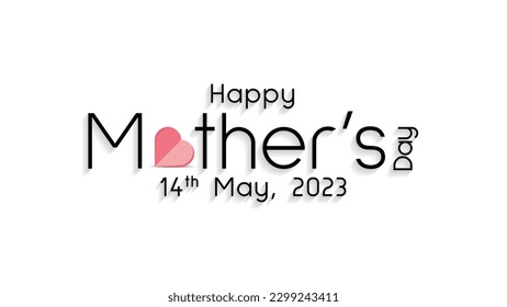 Happy Mother's Day Modern Typography Design with love heart symbol isolated on white background. Love You Mom, My Best Mummy Phrases Concept Vector Illustration