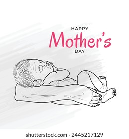 Happy mothers day with mom and baby love, Minimalist card for Mother day, minimalist vector art