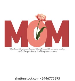 Happy Mother's Day. MOM Calligraphy with flower Background. Vector, illustration.