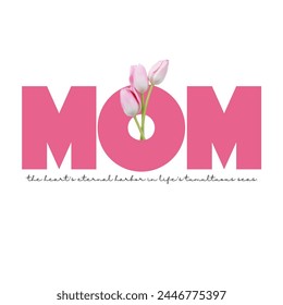 Happy Mother's Day. MOM Calligraphy with flower Background. Vector, illustration.