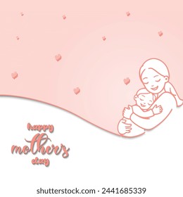 happy mother's day mom and child vector template design