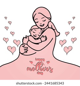 happy mother's day mom and child vector template design