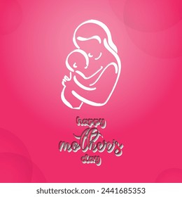 happy mother's day mom and child vector template design