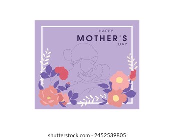 Happy mothers day mom and child love greeting design. Background of line art eps 10 file Happy mothers day 