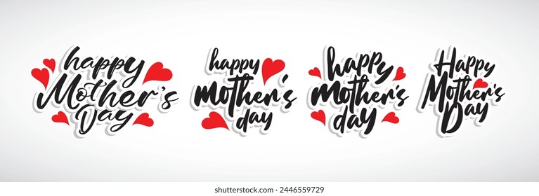 Happy Mother's Day, mom I love you, best mom ever, banner with hearts, template or background for Love and Mother's day concept. Collection. Vector illustration, font typography