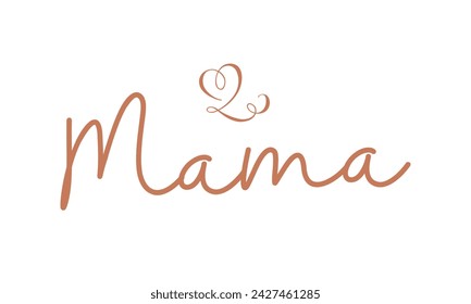 Happy Mother's Day Mom Mama word typography hand drawn minimal heart art on white background