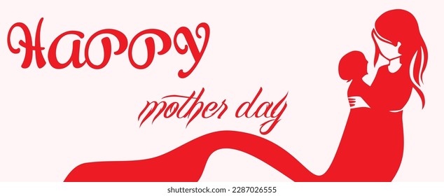 Happy Mother's Day. Monochrome banner. happy mother's day! with child Mothers day sale decoration, shopping special offer poster. Banner with pink background with Happy Mother's day greeting vecter