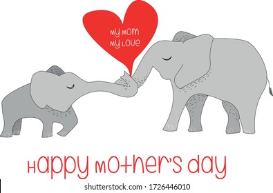 Happy Mother's Day - Mother and Baby Elephant