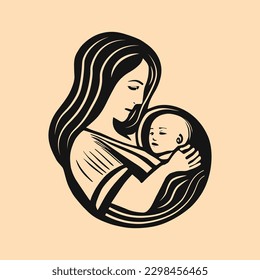 Happy Mother's Day Mother and Child vector