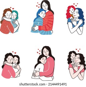 Happy Mother's day. Mother and child.woman hugging her daughter. 