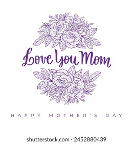 Happy Mother's Day, Happy Mothers day, Happy Mother day, Mother Day, Mom, I love you Mom, Flowers, Typographic Design, Editable Template, Graphic Source