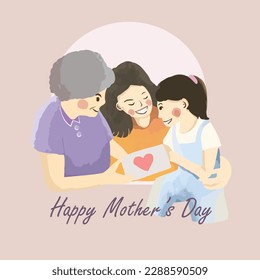 HAPPY MOTHER'S DAY MOTHER DAY MUMMY MUM GRANDMOTHER MOTHER AND BABY WOMEN DAY HAND DRAWN VECTOR