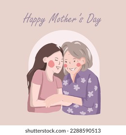 HAPPY MOTHER'S DAY MOTHER DAY MUMMY MUM GRANDMOTHER MOTHER AND BABY WOMEN DAY HAND DRAWN VECTOR