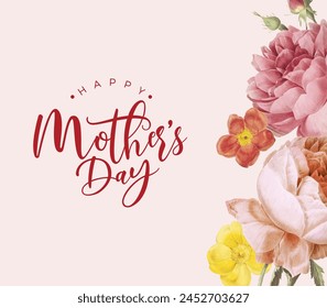 Feliz Día de la Madre, Feliz Día de la Madre, Feliz Día de la Madre, Día de la Madre, Diseño elegante, Mamá, Te amo Mamá, Eres la mejor, Flores, Concepto creativo, Plantilla editable, Fondo con flores, Eps