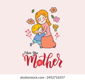 Happy Mother's Day, Happy Mothers day, Happy Mother day, Mother Day, Stylish Design, Mom, I love you Mom, Minimal Editable Design, Mom Love with Children, Editable Template, Graphic Source, Concept