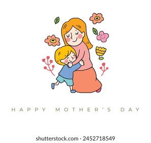 Happy Mother's Day, Happy Mothers day, Happy Mother day, Mother Day, Stylish Design, Mom, I love you Mom, Hand Drawn Illustration, Mom Love with Children, Editable Template, Graphic Source, Creative