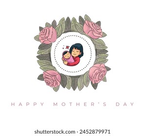 Happy Mother's Day, Happy Mothers day, Happy Mother day, Mother Day, Stylish Design, Mom, I love you Mom, Flower Badge, Mom and Son, Editable Template, Graphic Source