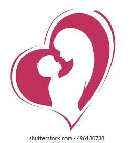 Happy Mother's Day. Motherhood and Childhood. Colored illustration