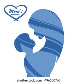 Happy Mother's Day. Motherhood and Childhood. Colored illustration
