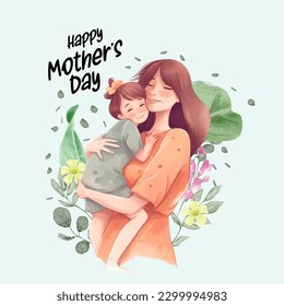 Happy mother's day on 14 may illustration 