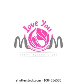 
Happy Mother's Day On White Background. In the circle, the mother looks at the baby with love. Vector Illustration.
