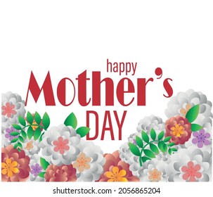 happy mothers day on white background. Editable vector for postcard, banner, invitation.
