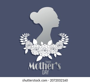 happy mothers day on white background. Editable vector for postcard, banner, invitation.	