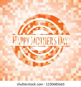 Happy Mother's Day orange mosaic emblem with background