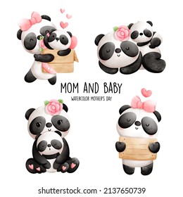 Happy mother's day panda, vector illustration