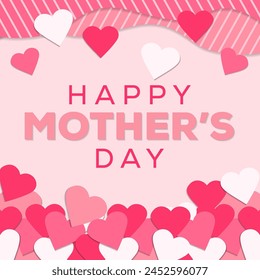 happy mother's day in paper art style illustration