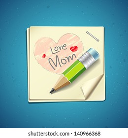 Happy Mothers Day paper note, vector illustration