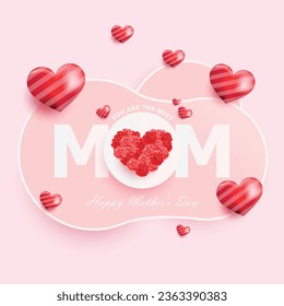 Happy mothers day. Pink Background with roses