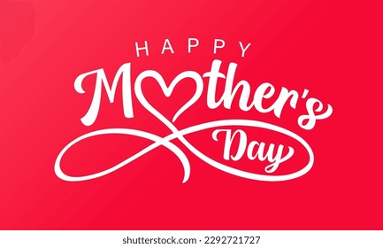 Happy Mothers Day pink banner with love heart infinity. Mother's Day concept with lettering and infinity divider for banner or t-shirt design. Vector illustration