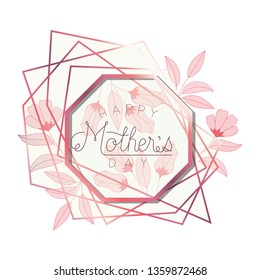 happy mother's day with pink frame octagon