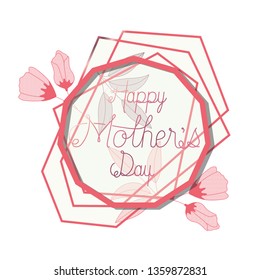 happy mother's day with pink frame hendecagon