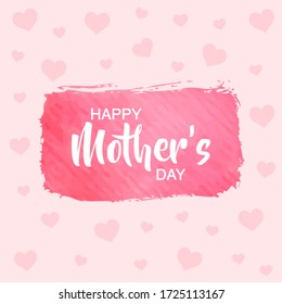 Happy Mothers Day With Pink Grunge Stroke With Heart Background Poster Banner Wallpaper Social Media Post