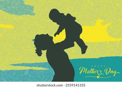 Happy Mother's Day Pop Art, a playful and loving gesture, symbolises a moment of pure joy and connection between mother and child.